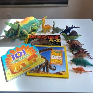Dinosaur Bundle for Toddlers and Young Kids: Books, Toys, Stuffed Triceratops